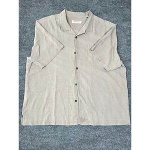Tommy Bahama Silk 100 % Short Sleeve Shirt Mens 3XL /3TG Gray‎